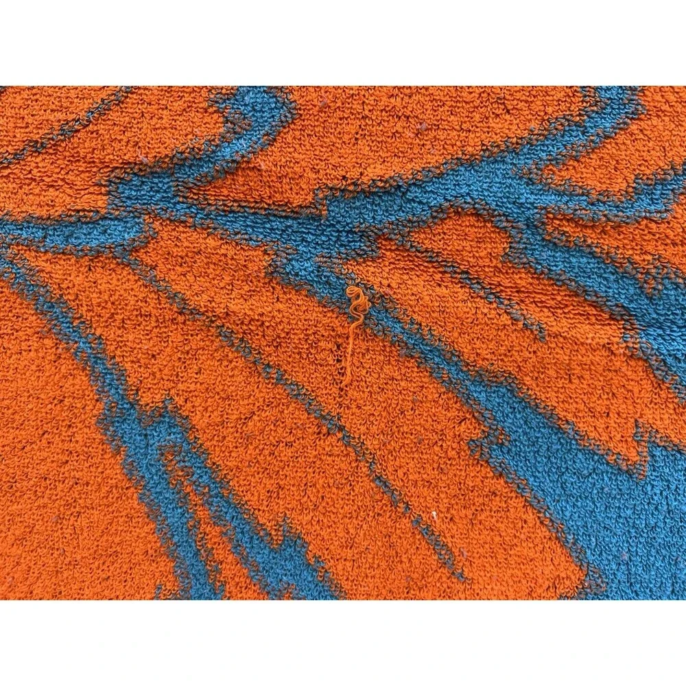 Vtg 80s Royal Terry Pineapple Beach Giant Towel 62x35” Retro geometric Orange